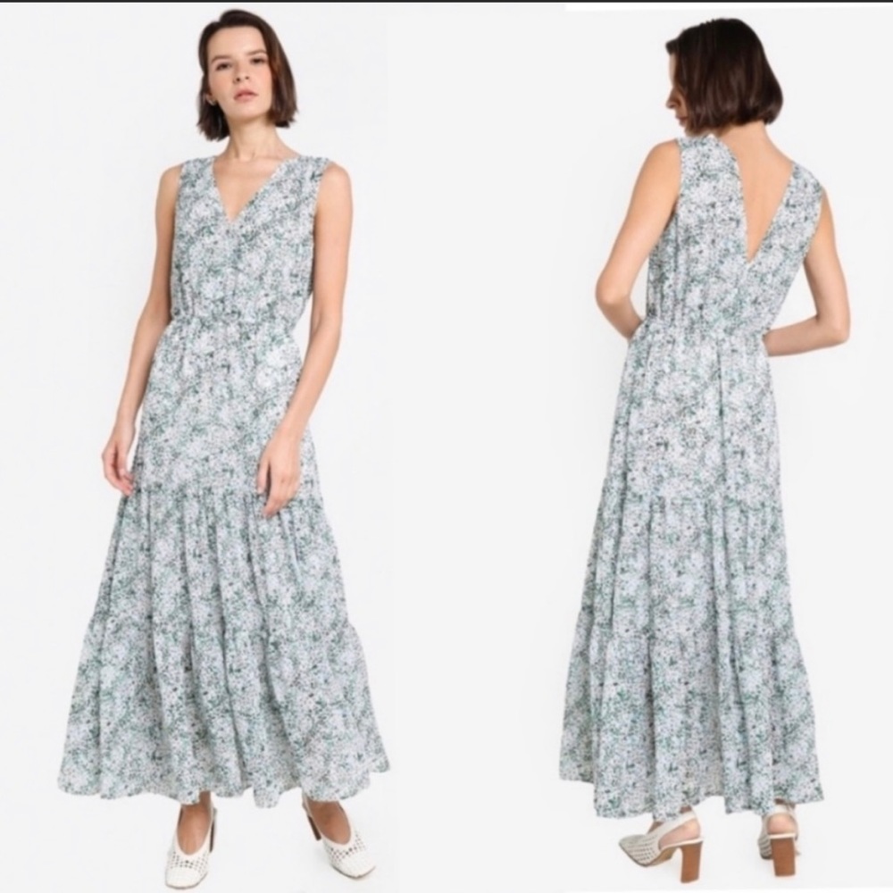 Banana Republic floral wrap botice tiered sleeveless maxi dress - Picture 3 of 7